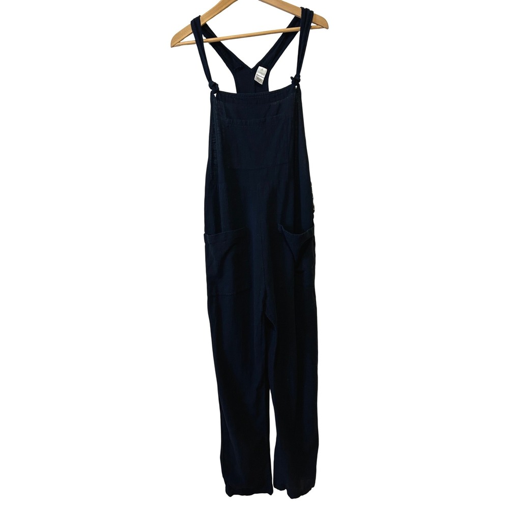 L*Space Cali Girl Jumpsuit Sz L Black Cotton Gauze Racerback Beach Overalls Boho